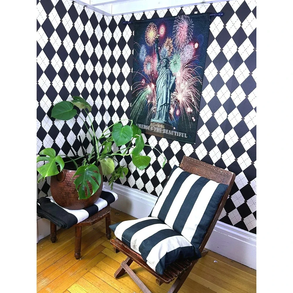 Oversized 3 Ft Statue of Liberty Woven Tapestry Wall Hanging Americana 36x25